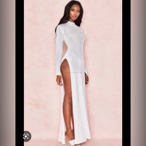 NWT House of CB ‘Orianna’ white fine rib sheer maxi dress